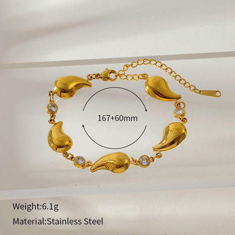 Color Diamond Love Splicing Bracelet Women's Fashion Versatile High-end Feeling Gold-plated Stainless Steel Jewelry_voghion.com