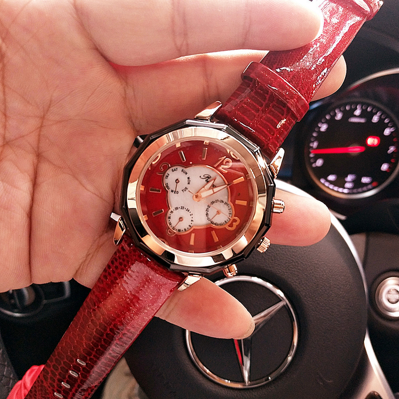 Modische Damen-Multifunktionsuhr mit Nachtlicht, 2035, echtes Leder, wasserdicht, Gezeitenuhr_voghion.com