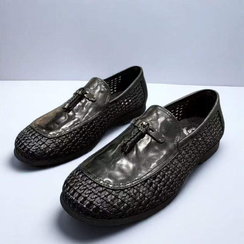 Glide Light 2025 Sommer Neuheit Handgefertigte, gewebte, atmungsaktive Freizeitschuhe aus Leder für Herren – Slipper zum Hineinschlüpfen_voghion.com