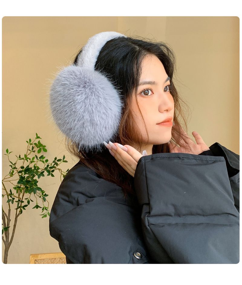 Women's Winter Fleece Ear Muffs - Soft Rabbit Fur, Windproof & Foldable For Outdoor Activities_voghion.com