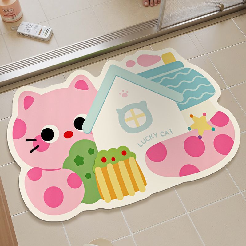 Tappetino antiscivolo ad asciugatura rapida per ingresso bagno, assorbente per WC, con motivo a cartoni animati, tappeto speciale per bagno_voghion.com