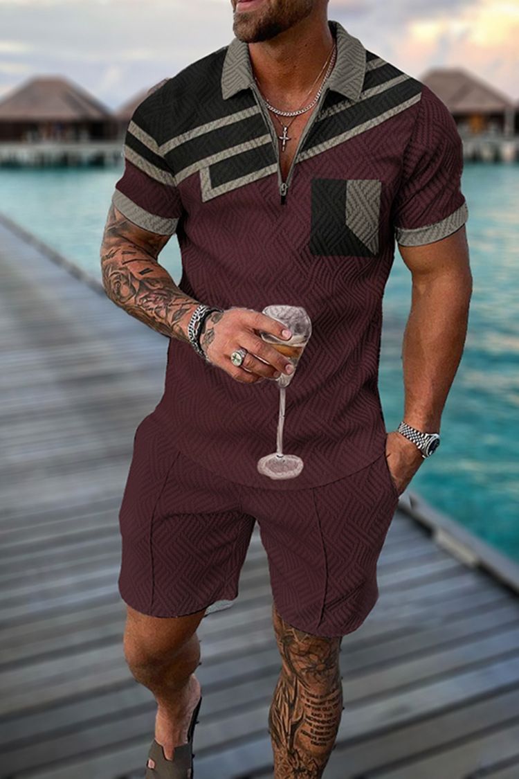 Polo da uomo 3D con stampa a catena | Completo a maniche corte slim fit_voghion.com