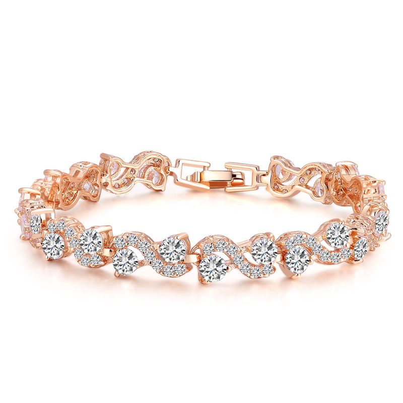 Bracciale versatile in rame ecologico con zirconi galvanizzati e delicati intarsiati con diamanti_voghion.com