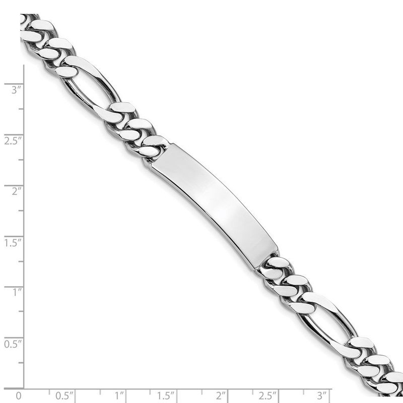 Sterling Silver Polished Engraveable Figaro Link ID Bracelet_voghion.com