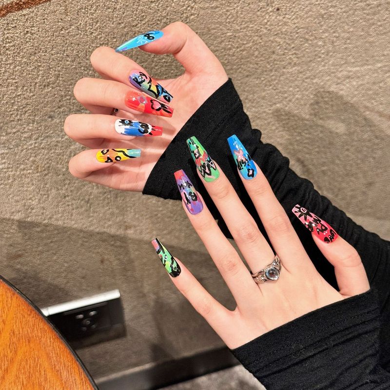 Künstliche Nägel, handgefertigt, tragbare Nägel, Hot Girl Nail Art, Farbaufsatz, Graffiti-Ölgemälde-Serie, abnehmbare künstliche Nägel, tragbare Nägel_voghion.com