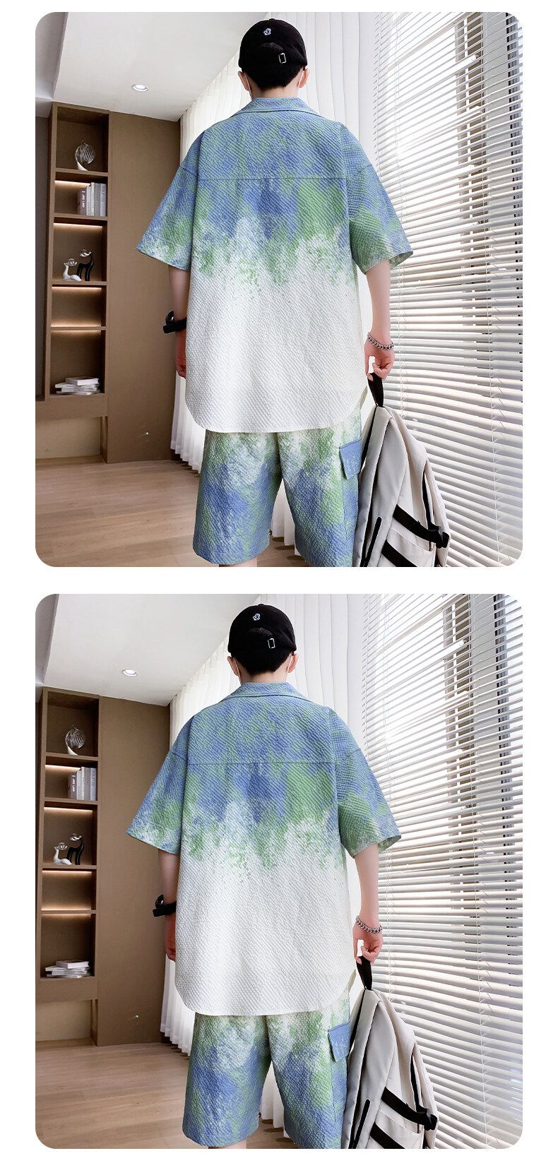 Men's Clothing Gradient Color Short Sleeved Shirt Men's Summer Half Sleeved Suit Casual Versatile Hong Kong Style Jacket Printed Handsome Shirt_voghion.com