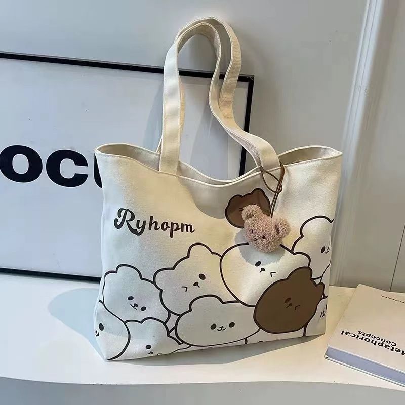 2025 Nei Pendler Cartoon Schëller Liner Grouss Kapazitéit Handtasche Multifunktionell Student Klassesall Canvas Handtasche_voghion.com