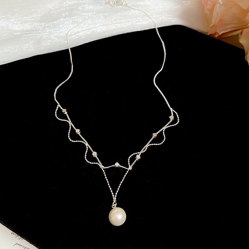 Echt vergoldete Spitze Perlen Pedat Halskette Fashio einfache Nische Collarboe Chai Persoality Vielseitig Choker für_voghion.com