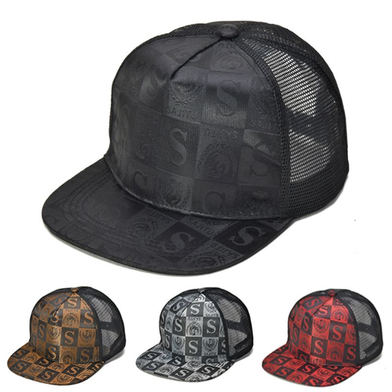 Baseballkappe im europäischen Stil mit flacher Krempe und Netzgewebe, trendiger Sonnenschutzhut für den Außenbereich, Hut mit Schachbrettmuster_voghion.com