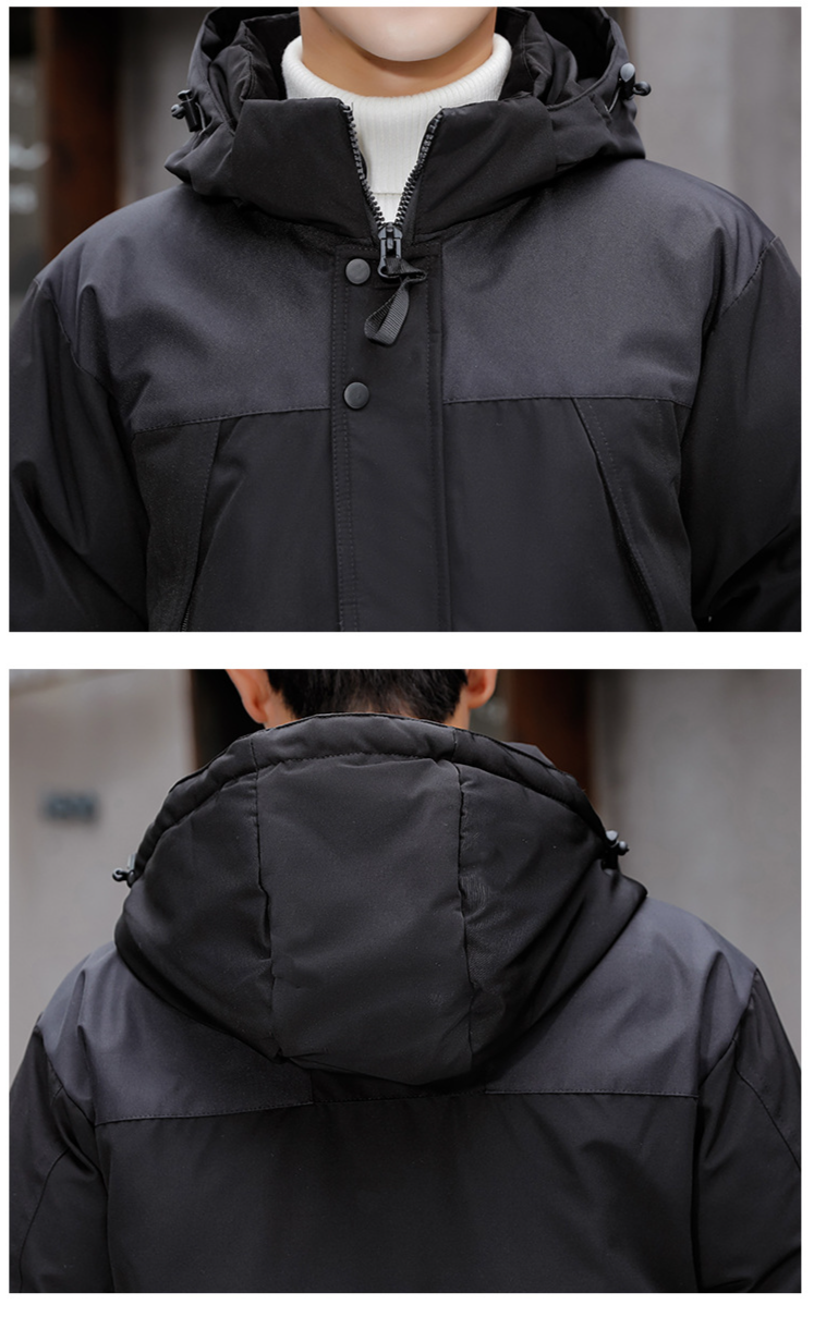Abrigo de algodón impermeable con capucha extraíble para exteriores para hombre, abrigo de algodón con cuello de piel grande de alta calidad, abrigo de algodón a la moda_voghion.com