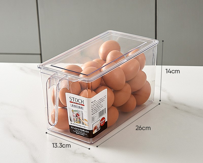 Las verduras y frutas de cocina hechas de material de alta transparencia con asa en la tapa se pueden apilar con una caja de almacenamiento en el refrigerador para mantenerlas frescas._voghion.com