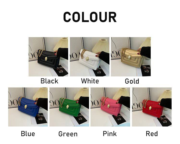Fashion Snakehead Women's Bag PU Leather Chain Slanting Small Square Bag Women Soft Leather Linger Retro Shoulder Bag For Women_voghion.com