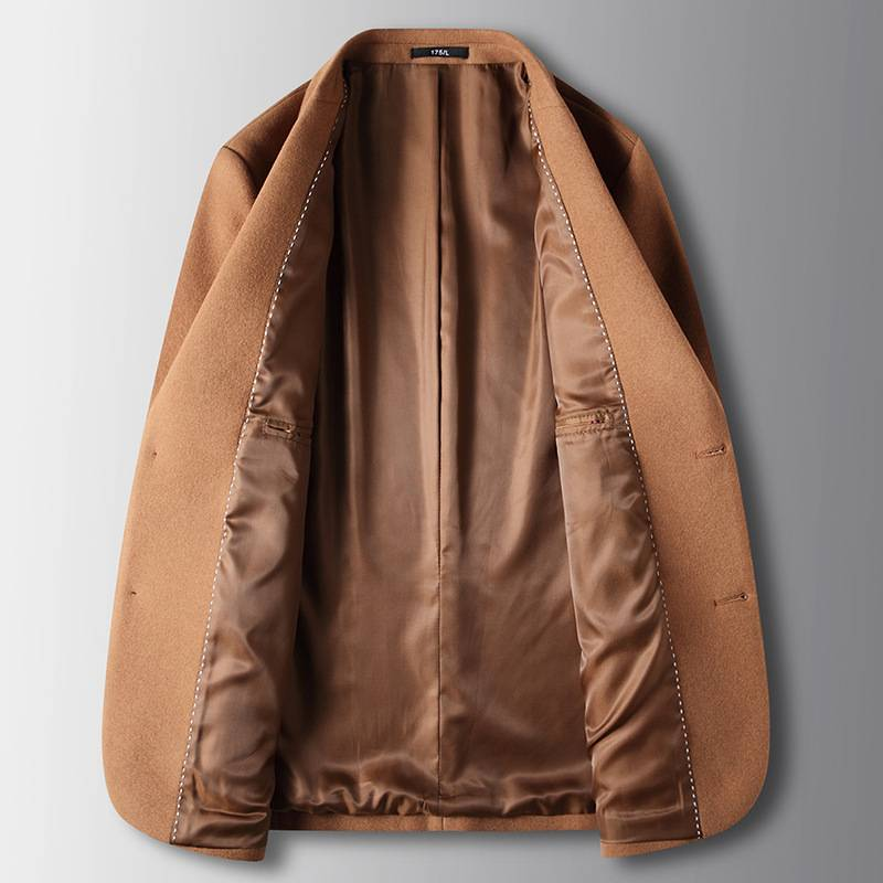 Erkek Giyim rahat takım elbise sonbahar ve kış yün tek batı yeni stil orta yaşlı ve genç insanlar düz renk iş yün takım elbise ceket_voghion.com