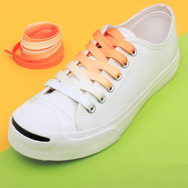 Schuhzubehör Farbverlauf Schnürsenkel Sportschuhe weiße Schuhe Segeltuchschuhe Kinder Persönlichkeit trendige flache Schnürsenkel_voghion.com