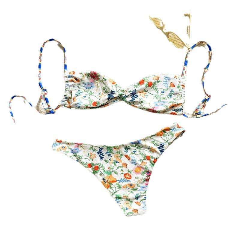Damkläder Blommig snörning Sexig Beach Bikini Baddräkt High End Fashion Hot Spring Baddräkt_voghion.com