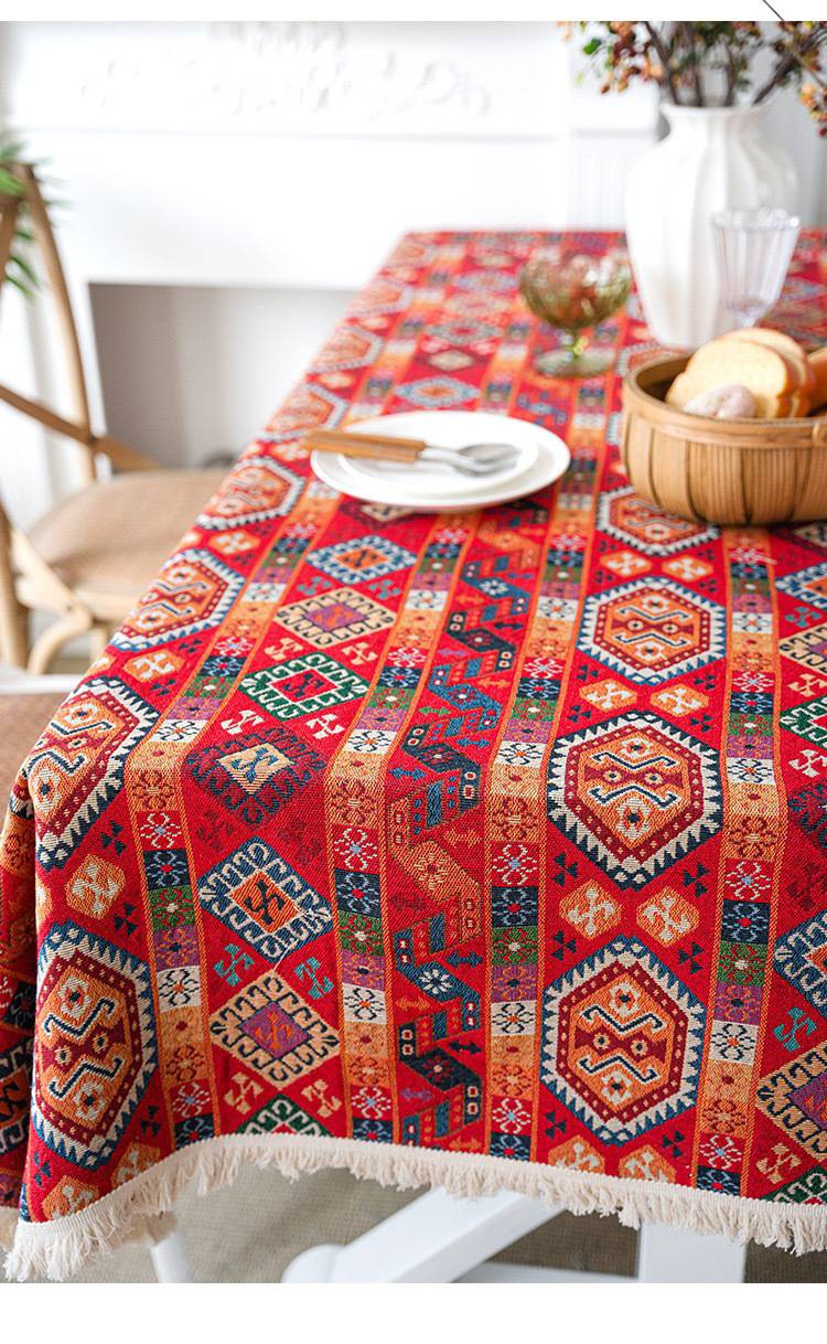 Moroccan Turkish Retro Ins Tablecloth Cotton And Linen Textured Tablecloth Fabric Long Tablecloth Bohemian Tablecloth Picnic Mat_voghion.com