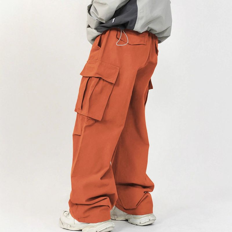 Utility Cargo Pants With Adjustable Belt – Streetwear Oversized Straight-Leg (Polyester, Unisex, Hip-Hop Style)_voghion.com