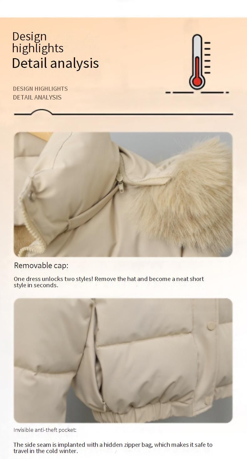 Gewatteerde winterjas met imitatiebontafwerking – korte gewatteerde jas voor dames (zwart/bruin/blauwgrijs/kaki/wit, M-XXXL)_voghion.com