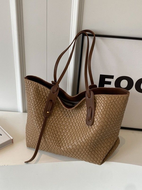 Luxury Brand Designer Bag Large Capacity Woven Bag For Women 2025 New Vintage Versatile Shoulder Underarm Bag Korean Style Handheld Tote Bag_voghion.com
