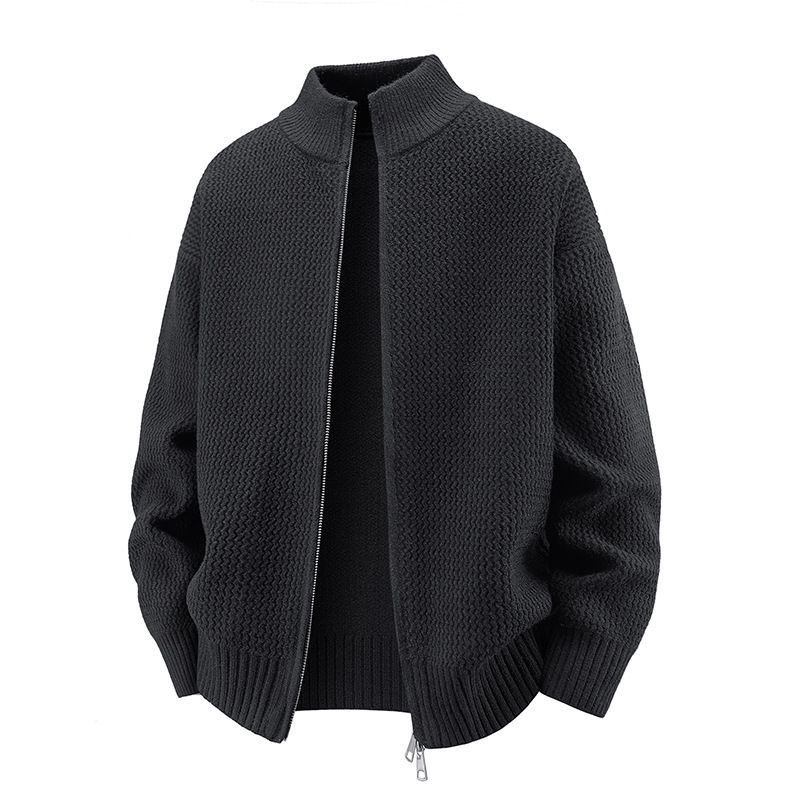 Cardigan da uomo in maglia ondulata - Pullover oversize a maniche lunghe con collo semi-dolce e vestibilità ampia, per autunno e inverno_voghion.com