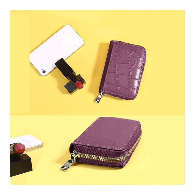 Passhüllen aus echtem Leder, Akkordeon-Kartenhalter – Schlanke RFID-blockierende Geldbörse mit Reißverschlussfach für Männer und Frauen (mehrere Farben und Texturen)_voghion.com