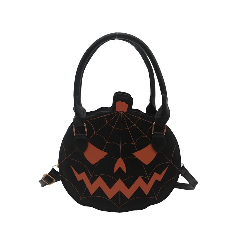 Borsa da donna a spalla singola, piccola, rotonda e originale, a forma di zucca, modello Halloween 2025, semplice e colorata_voghion.com