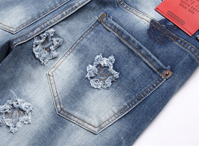 Herrenbekleidung Spot neue Frühlingspunk-Jeans für Herren mit zerrissenen Patch-Stickereien und schmaler Taille für Herren_voghion.com