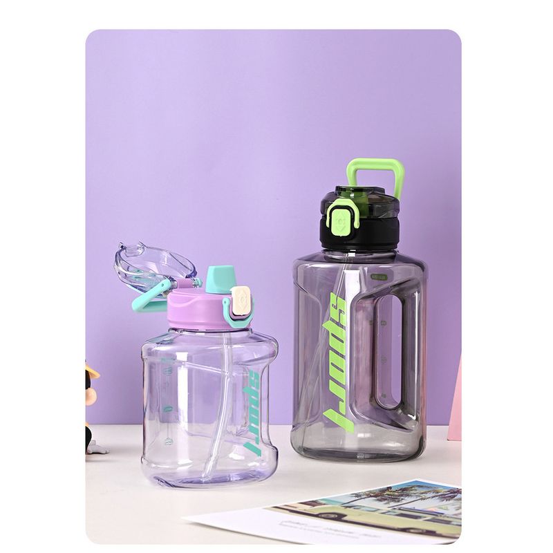 Large Capacity Unisex Ton Bucket Outdoor Sports Transparent Fitness Water Bottle Portable Plastic Space Cup_voghion.com