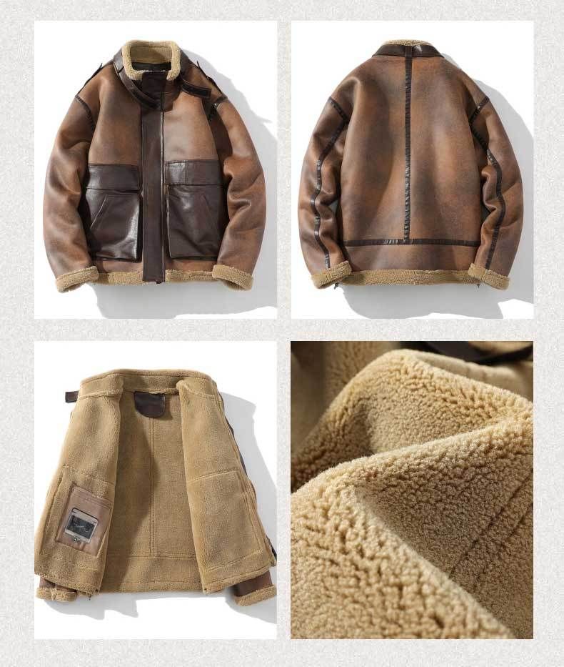 Giacca invernale da uomo con fodera in pile – Rifiniture in pelliccia sintetica, vestibilità comoda (nero/marrone scuro, M-5XL)_voghion.com