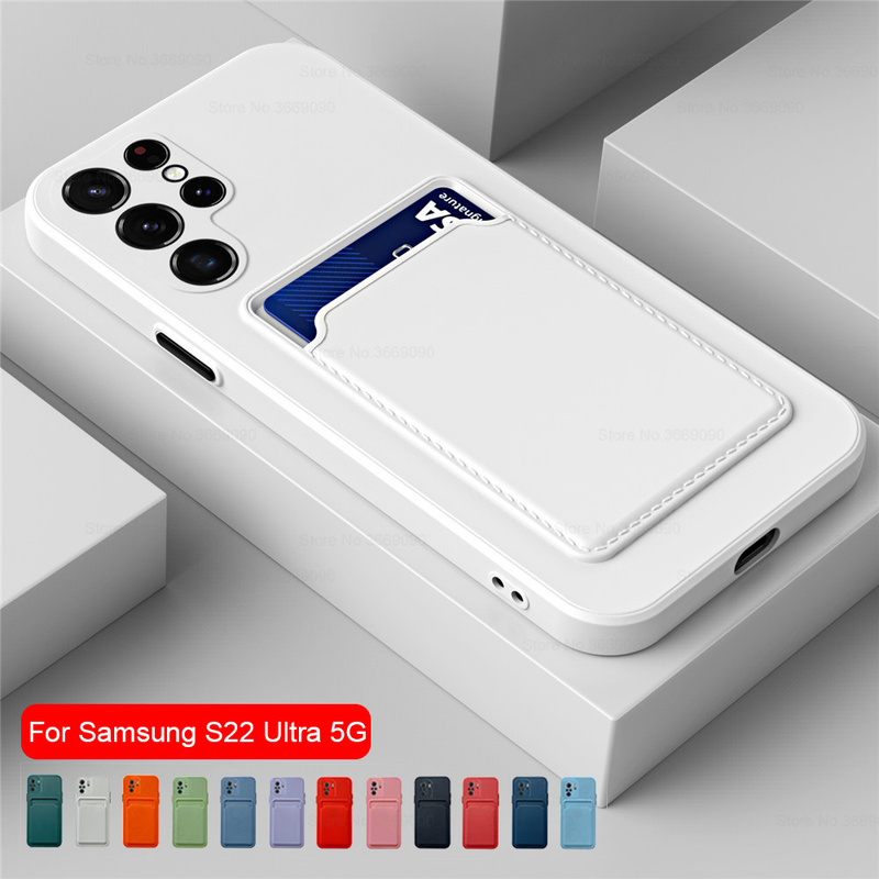 Card Slot Holder Square Soft Silicone Shockproof Coque For Samsung S22 Ultra Plus S 22 S22Ultra samung s 22ultra s22plus_voghion.com