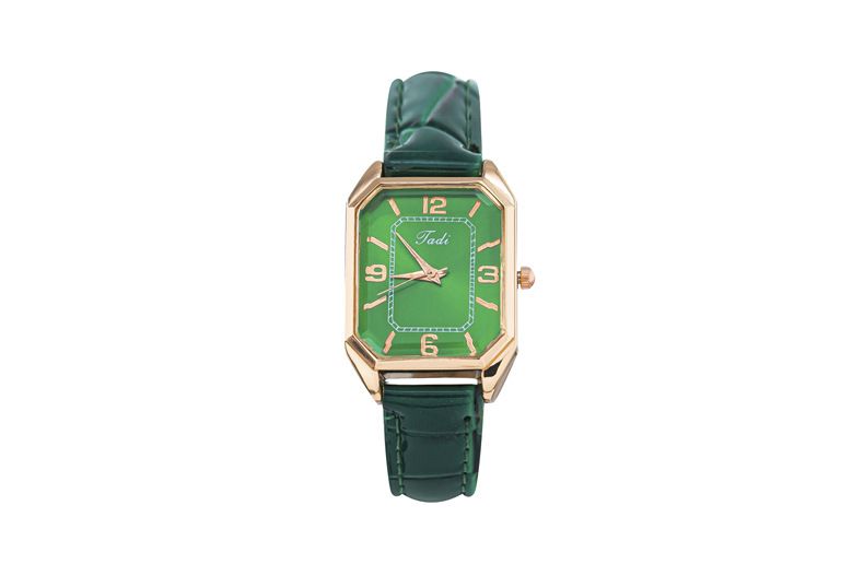 Fashionable square digital with women's leather strap and quartz watch_voghion.com