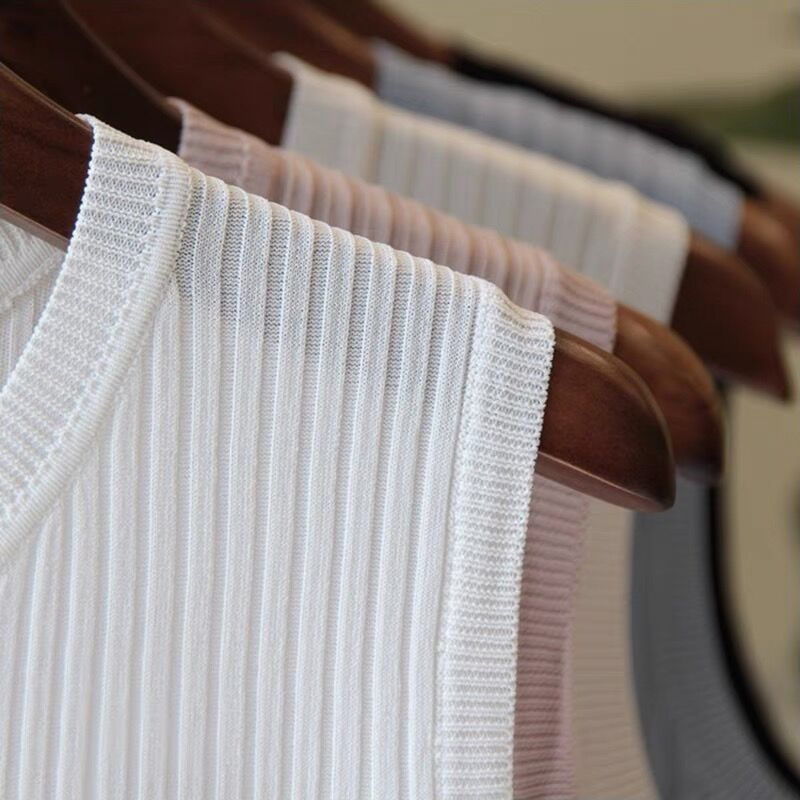 Canotta intima estiva 2025 per donna, maglietta senza maniche alla moda in maglia, maglia di base, canotta_voghion.com