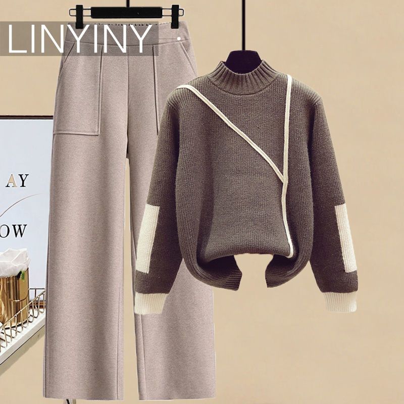 Vêtements pour femmes Nouveau design de style paresseux Pull Pull Slim taille haute Pantalon en laine épaisse_voghion.com