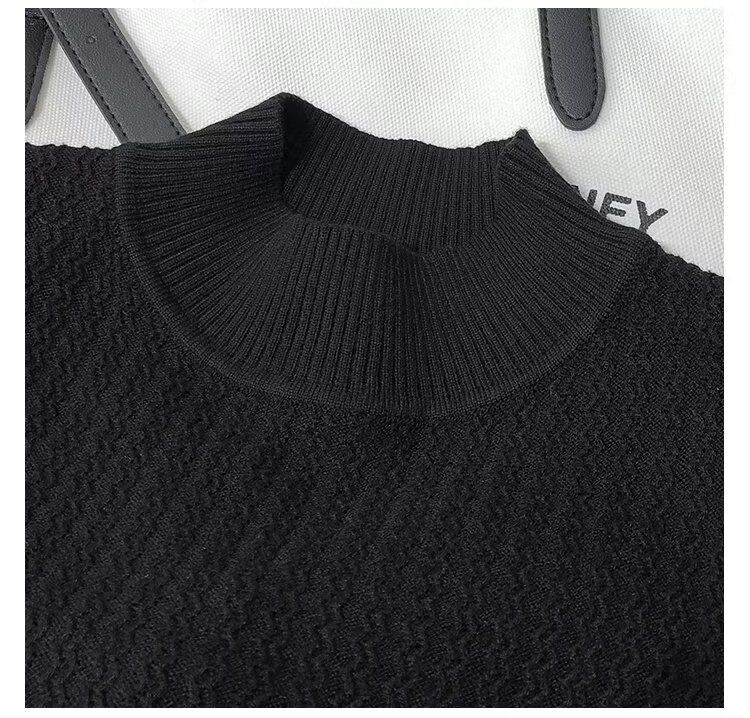 Herrenbekleidung High-End-Neuheiten für Frühling und Sommer, gestricktes kurzärmeliges T-Shirt mit halbhohem Kragen, schmales Innenoberteil, Herrenpullover, Unterhemd_voghion.com