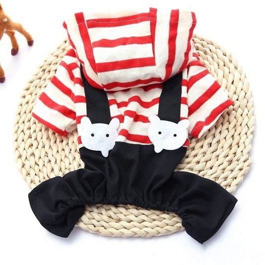 Vestiti a righe per gatti, primavera ed estate, per cani di piccola taglia, con cappuccio e bottoni, orsacchiotti, abbigliamento per la casa_voghion.com