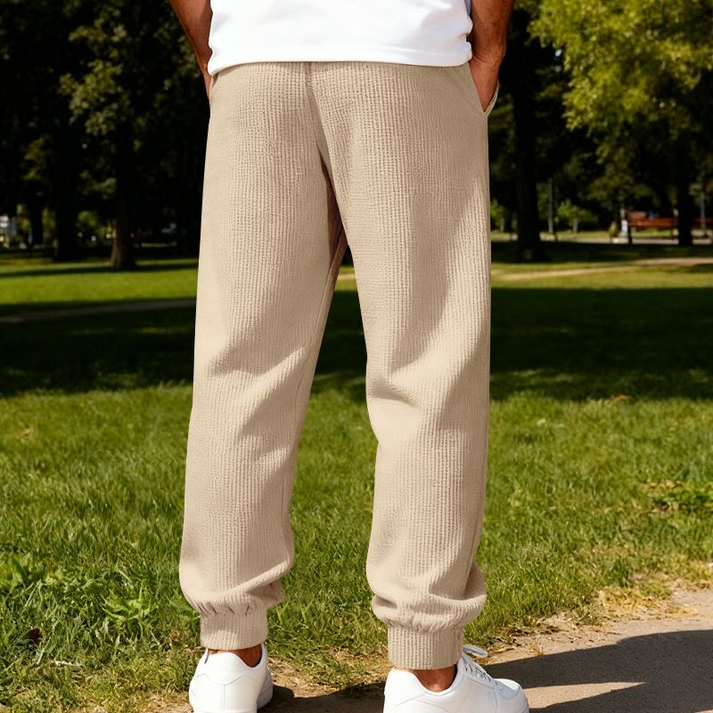 „Waffelgestrickte Cargohose für Herren mit lockerer Passform – Jogginghose im High-Street- und Streetwear-Stil aus atmungsaktivem Polyester (S-XXXL, Design mit mehreren Taschen)“_voghion.com