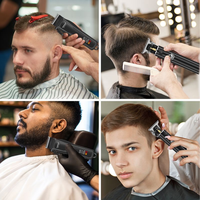Set tagliacapelli e rifinitore professionale 2 in 1: tagliacapelli elettrico ricaricabile senza fili per uomini e adulti (lame in acciaio inossidabile, motore silenzioso)_voghion.com