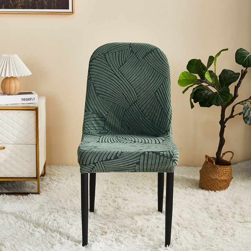 Thickened jacquard curved chair cover all-inclusive universal dining table and chair protective cover household large round stool cover_voghion.com