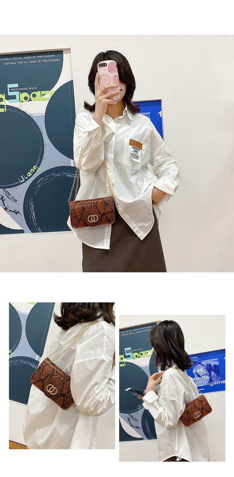 Borsa quadrata piccola con motivo serpente 2024 Nuova mini borsa per telefono europea e americana con tracolla a catena Borsa a tracolla_voghion.com