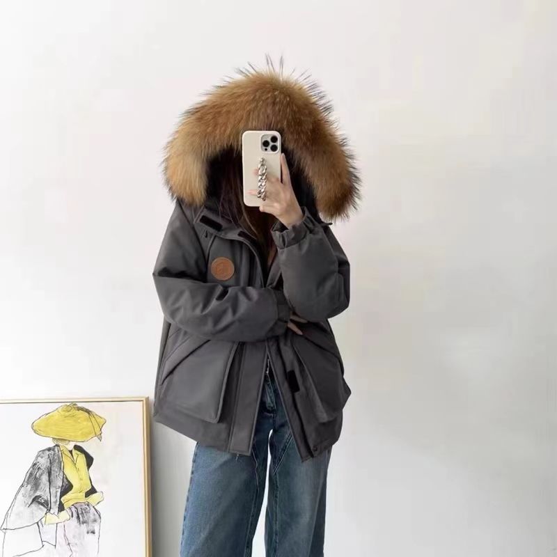 ActiveGo Parka mit Pelzkragen, weiße Daunenjacke, Unisex, heißer Verkauf, dicker Wintermantel_voghion.com