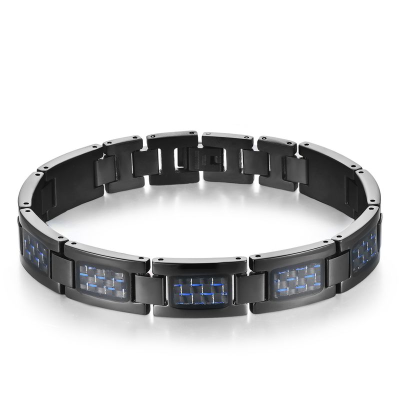 Herrenarmband aus Edelstahl und Karbonfaser – eleganter Business- und Freizeitstil mit geometrischem Design – langlebig und leicht für den Alltag_voghion.com