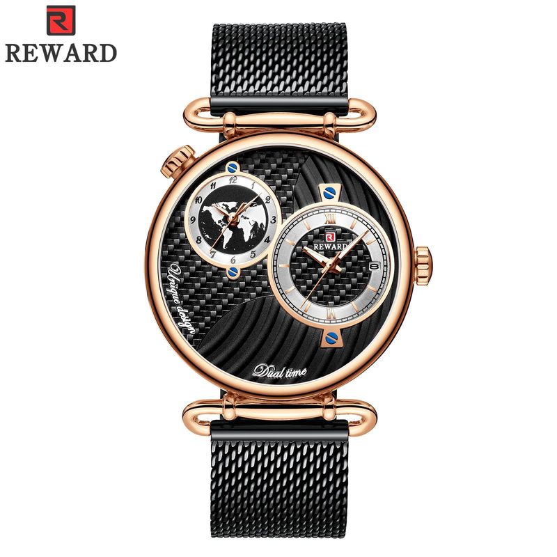 Men Multi-Time Zone Ultra-Thin Waterproof Business Steel Mesh Strap Men's Watch_voghion.com
