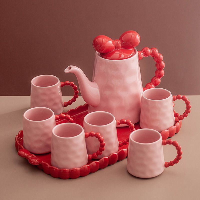 Domácí nábytek Červená svatební sada šálků domácí pohostinství keramická konvice na čaj šálek na kolaudační svatební dárek šálek na vodu sada na vodu_voghion.com
