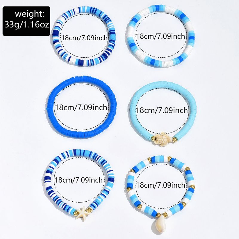 Blauwe polymeerklei groothandel armband Europese en Amerikaanse Boheemse stijl handgemaakte schelpaccessoires Oceaan stijl zeesterren en schildpad armband_voghion.com