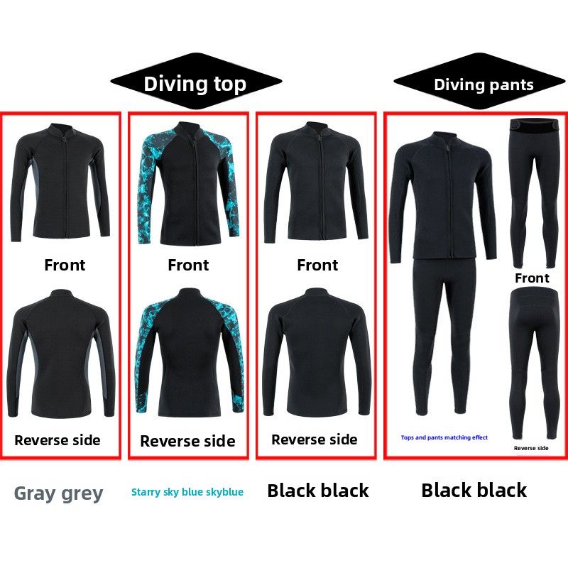 New 2MM Thermal Diving Suit Men Women, Two-Piece Sun Protection Waterproof Winter Swimsuit For Snorkeling And Surfing_voghion.com