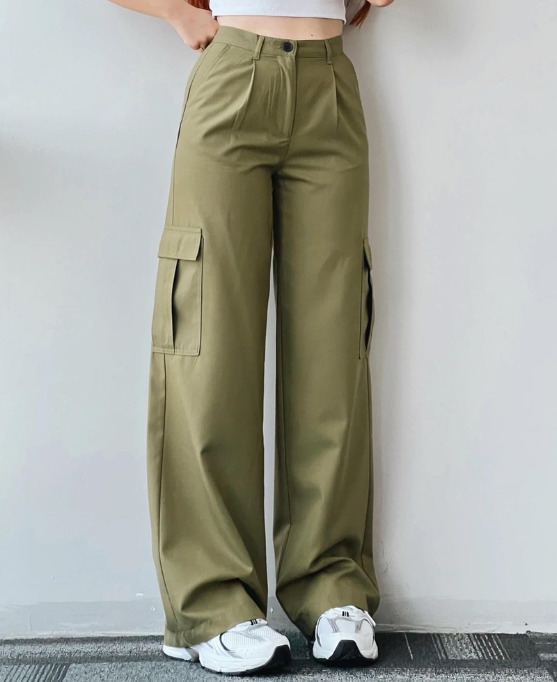 Women's Clothing Versatile Casual Pants Mid-waist Three-dimensional Pocket Trousers Waist Overalls_voghion.com