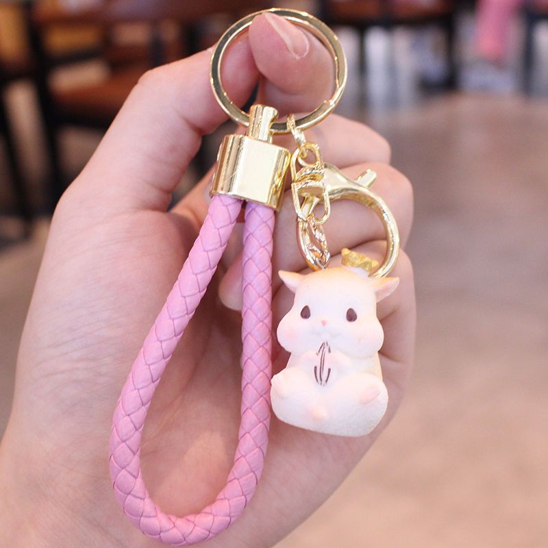 Ciondolo squisito da ragazza, simpatico piccolo criceto, portachiavi per auto, coppia, uomini e donne, decorazione per zaino_voghion.com