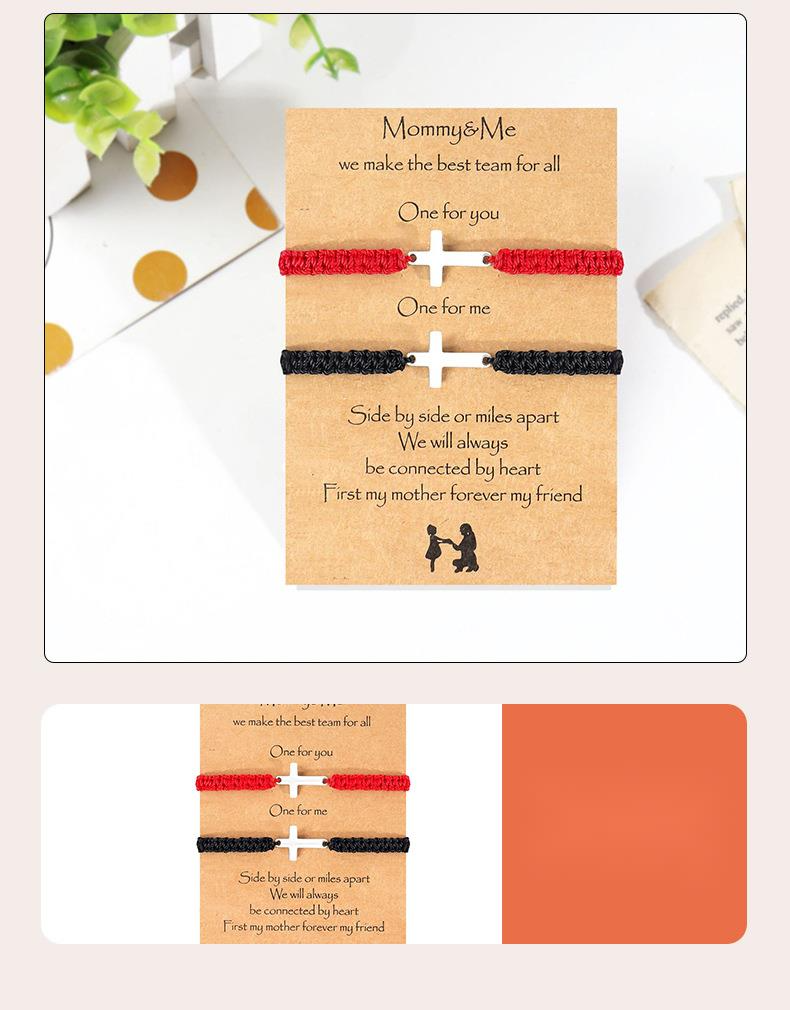 Popular Personalized Simple and fashionable rope hand woven bracelet, stainless steel cross bracelet,Gifts from family, friends_voghion.com