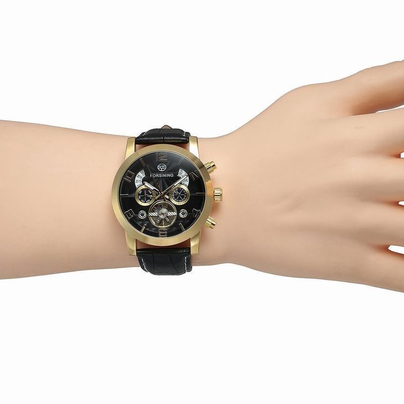 Orologio automatico di lusso da uomo con tourbillon e quadrante grande, cinturino in vera pelle, fibbia in acciaio inossidabile, vetro minerale, orologio casual alla moda_voghion.com