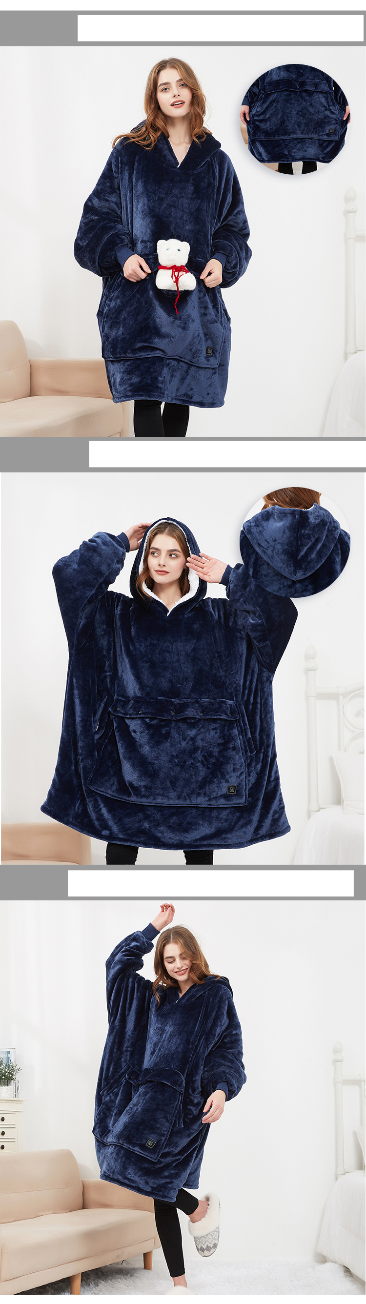 Abbigliamento pigro da donna con riscaldamento elettrico casual e spesso_voghion.com